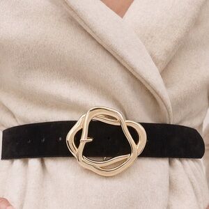 Suede Abstract Buckle Belt